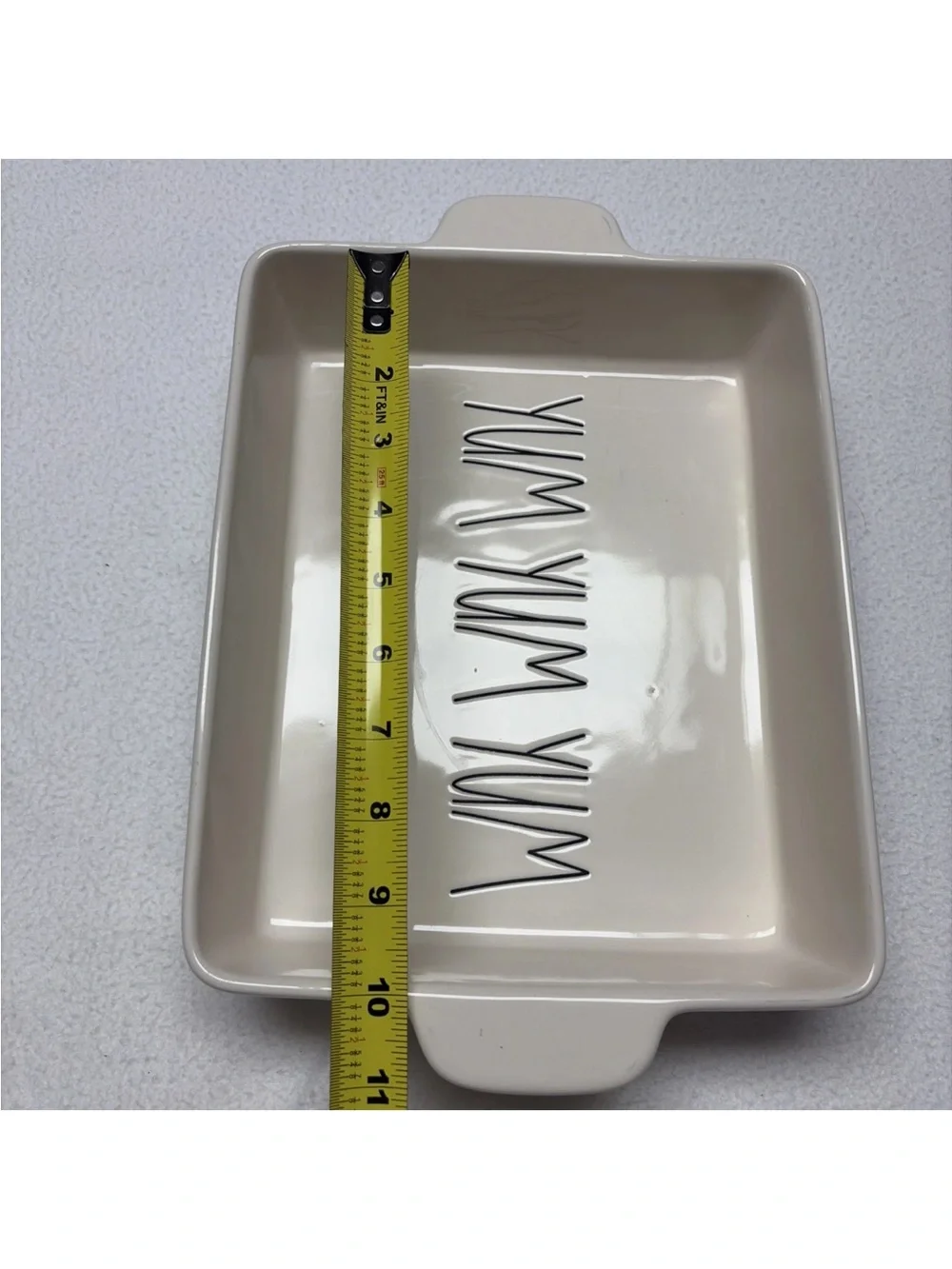 RAE DUNN by Magenta “YUM YUM YUM” 8.5” x 10” rectangular baking dish NEW?